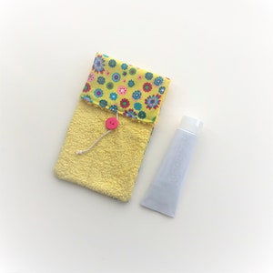 Zahnbürstenhalter, Zahnpastabeutel, gelber Reise-Etui, waschbarer Reise-Organizer, Geschenk für Reisende, umweltfreundliches Geschenk für sie