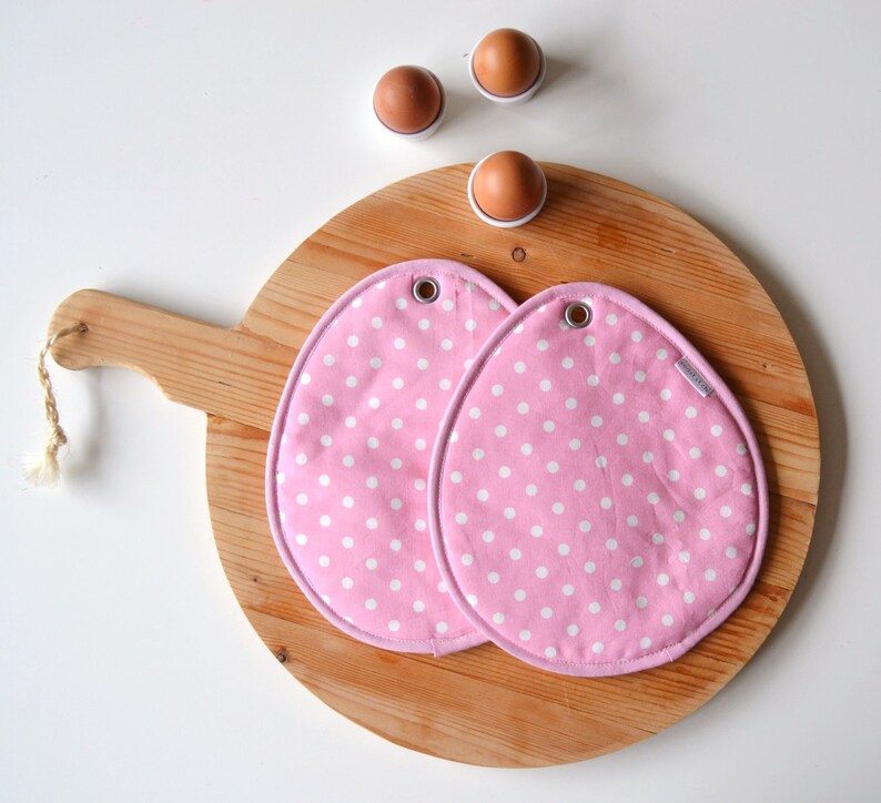 Easter Potholders Pastel Pink Easter Egg Potholders Pink Polkadot