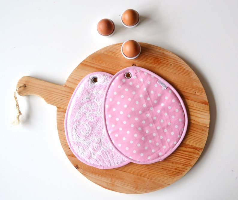Easter Potholders Pastel Pink Easter Egg Potholders Pink Polkadot