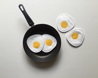 Fried Egg Coasters (Set of 4) – Cotton Mug Rugs, Fun Housewarming Gift