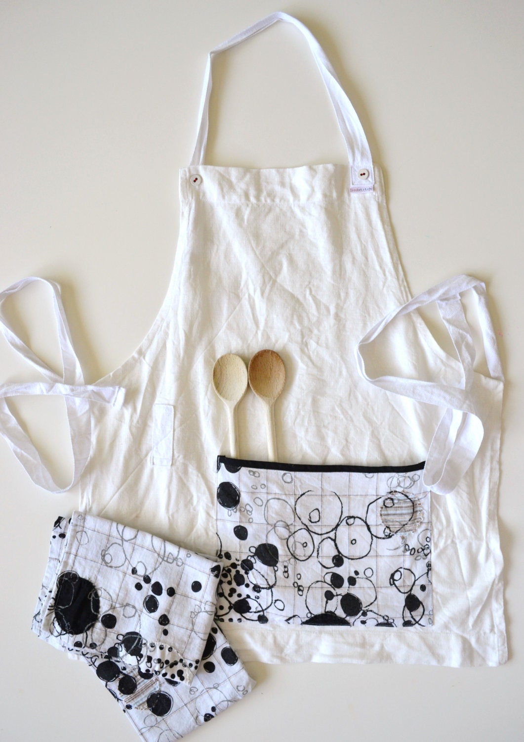 apron kitchen gift set full white linen apron with 2x Etsy