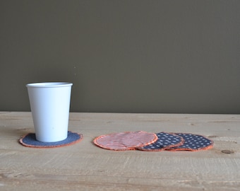 Handmade Upcycled Fabric Coasters: Colorful Striped Drink Coasters