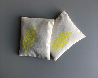 lavender sachets - handmade lavender bags - screenprinted sachet - neon sachet - bedroom scent - housewarming gift - stocking stuffer