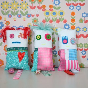 patchwork doll cute bright cushion monster doll decorative doll soft toy nursery decor birthday girl gift image 5