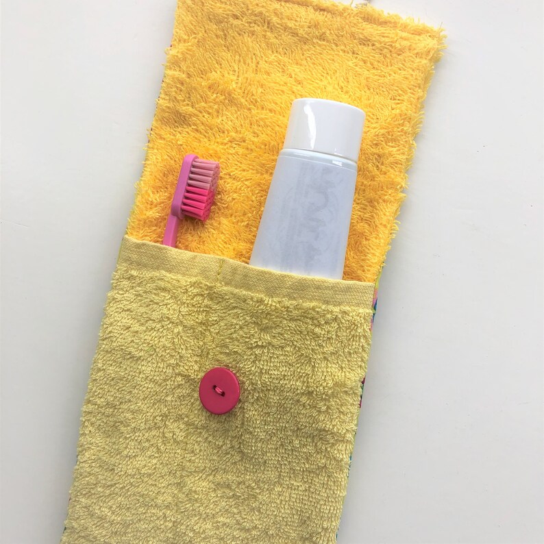 Toothbrush Holder Pouch Yellow Toothpaste Travel Case Terry Etsy