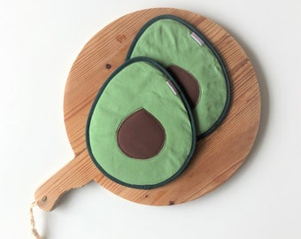 avocado slice kitchen potholders - green guacamole hot pad food slice - fun foodie housewarming hostess gift