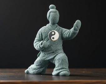 ヴィンテージ 万江泥人 太極拳フィギュア、中国人男性フィギュア、陶器