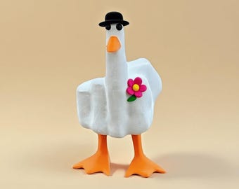 Funny Middle Finger Duck Figurine: Humorous Resin Desk Decor