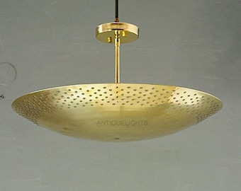 Mid Century Modern Messing Dome Kronleuchter | Handgefertigte Sputnik Pendelleuchte | Polierte Messing Deckenlampe