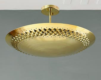 Mid Century Brass Dome Chandelier | Handmade Sputnik Pendant Light Fixture