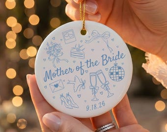 Whimsical Mother of the Bride Ornament | A Blue Coquette Wedding Keepsake for Mom