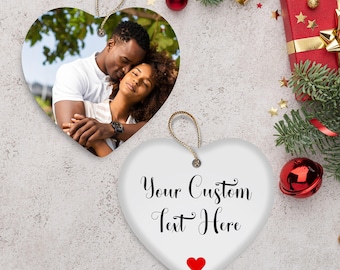 Custom Photo Heart Christmas Ornament – Personalized Picture Keepsake for Loved Ones