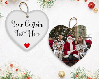 Personalized Family Picture Keepsake - Custom Photo Heart Christmas Ornament