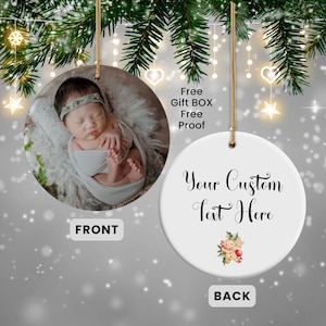 Baby's First Christmas Photo Ornament | Custom Family Double Sided Ceramic Keepsake
