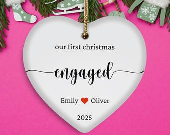 Our First Christmas Engaged Ornament | Personalized Newlywed Gift 2025 | Custom Xmas Keepsake for Couples