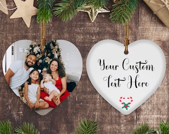 Custom Family Photo Heart Ornament – Personalized Picture Holiday Keepsake - Christmas Ceramic Decor Gift