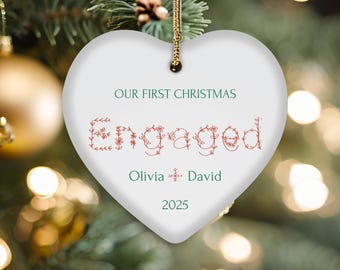 Our First Christmas Engaged Ornament | Personalized Newlywed Gift 2025 | Custom Xmas Keepsake for Couples