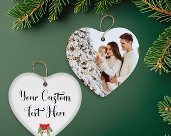 Custom Family Photo Heart Ornament - Personalized Picture Keepsake - Christmas Gift for Loved Ones