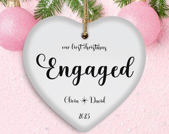 Our First Christmas Engaged Ornament | Personalized Newlywed Gift 2025 | Custom Xmas Keepsake for Couples