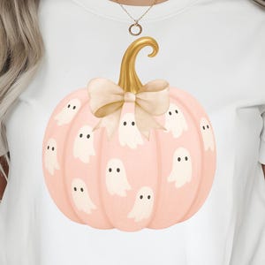 Pink Ghost Pumpkin PNG: Pastel Halloween Clipart (Digital Download, Commercial Use Allowed)