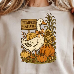 Goose Pumpkin Patch PNG: Vintage Fall Farmhouse Clipart (Digital Download)