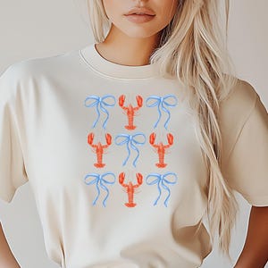 Camisa de langosta y lazo PNG: Sublimación de verano costero (Descarga digital)