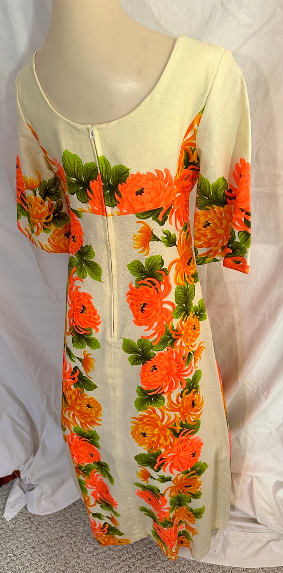 1960’s Ui Maikai Hawaiian Bark Cloth Maxi Dress P… - image 4