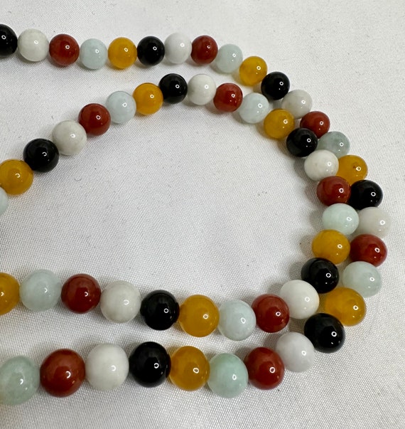 Multi Color Jade Beads 8 mm Necklace 24 inches wi… - image 4