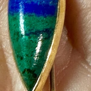 Antique Victorian 10k Gold Stick Pin w/ Teardrop Shape Azurite Stone