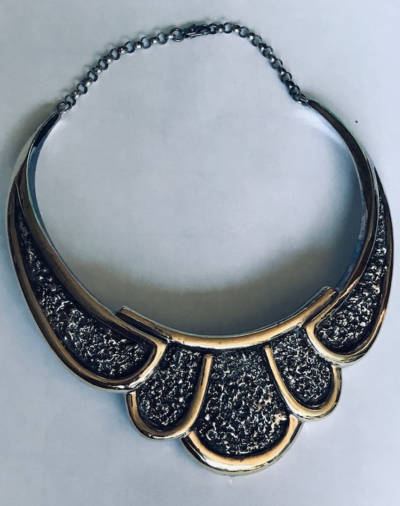 Shefi Brutalist Sterling Collar Necklace 1980s Sil