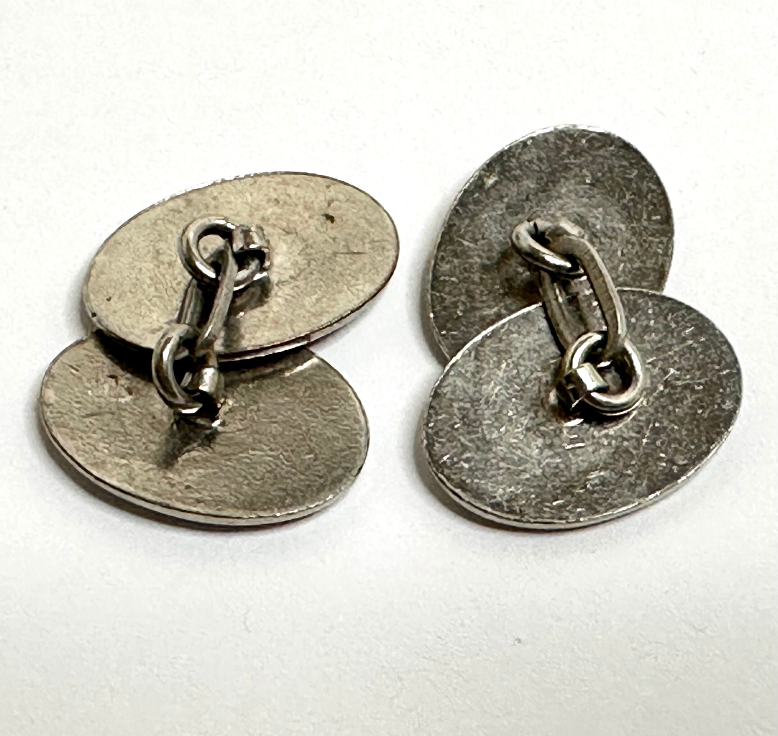 Boutons De Manchette Anciens En Métal Doré Guilloché - Occasion Très Bon état - Style Vintage