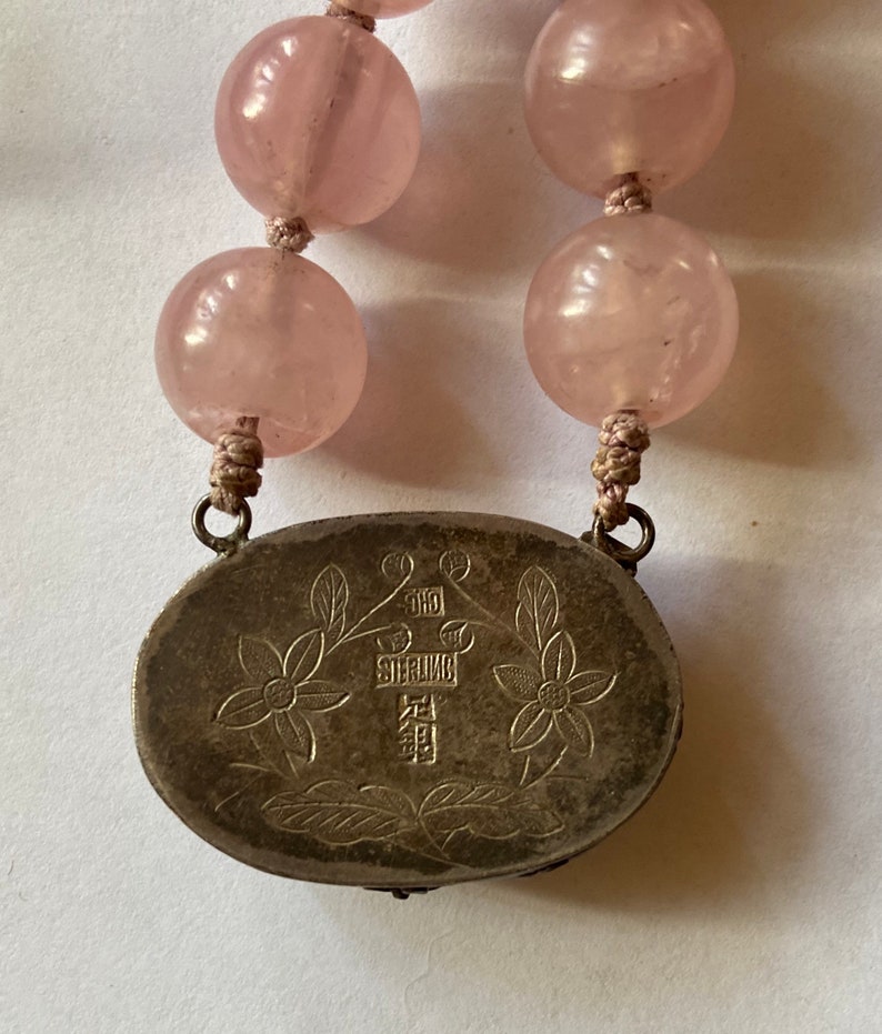 Beautiful Antique Chinese Rose Quartz Beaded Necklace 16 inches