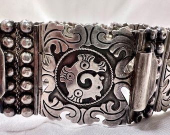 Vintage Rancho Alegre Sterling Silver Link Belt - Signed Taxco