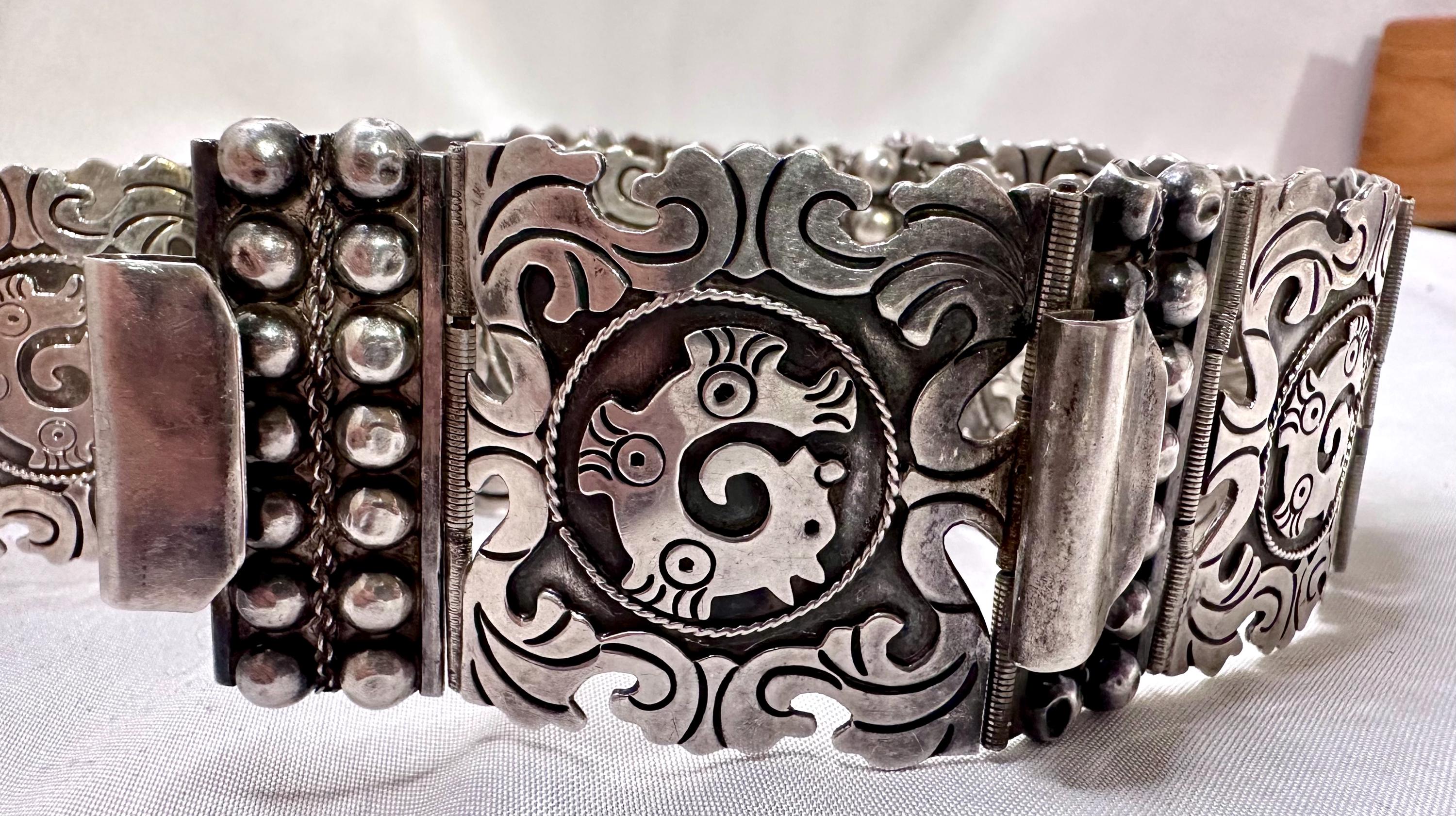 Vintage Taxco Mexico Iguala Sterling Silver Link Belt 30.5  display picture 1