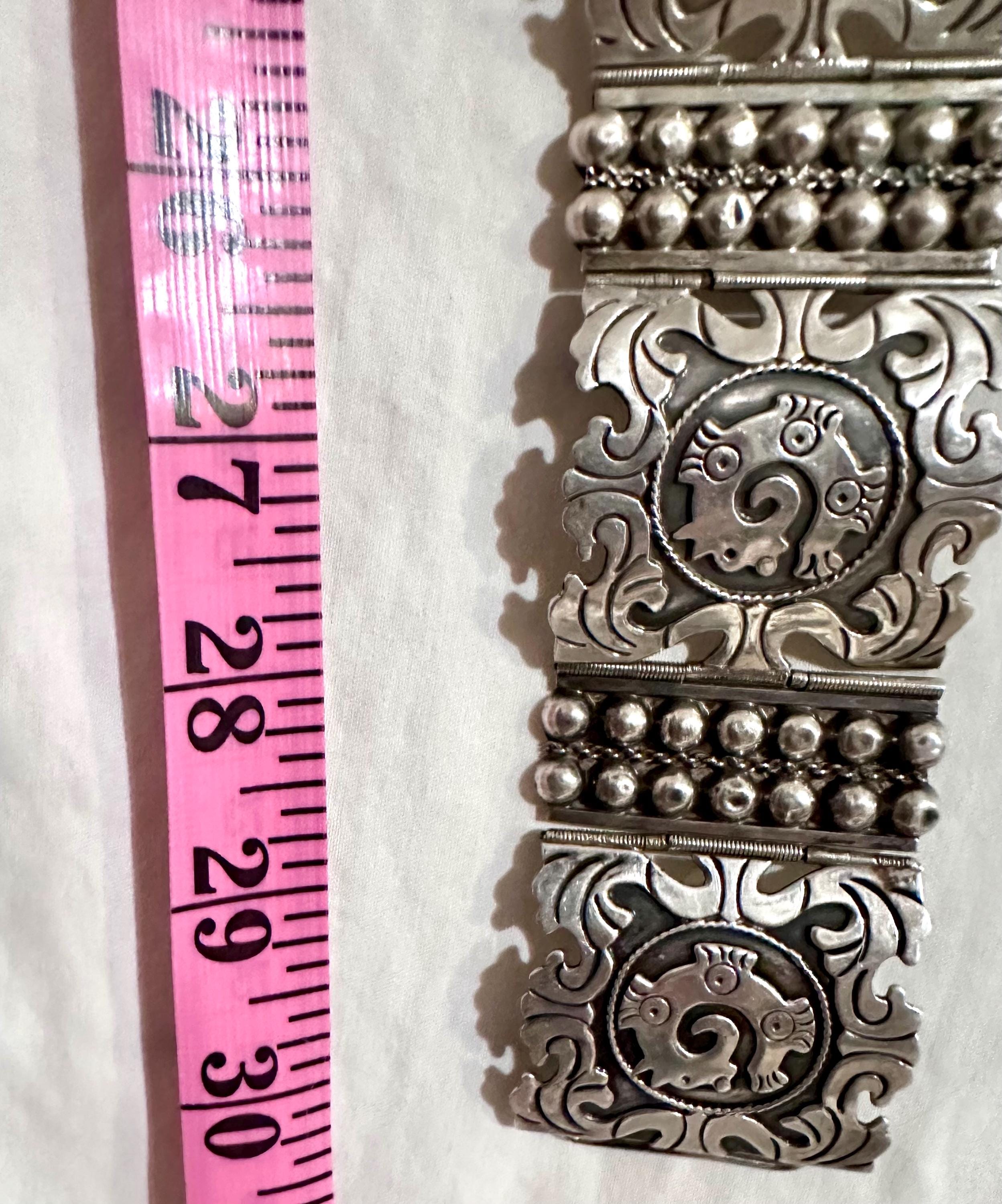 Vintage Taxco Mexico Iguala Sterling Silver Link Belt 30.5  display picture 3