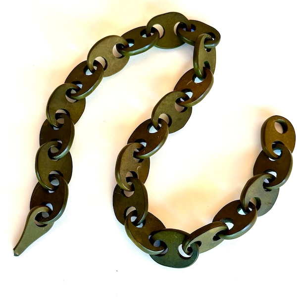 Victorian Gutta Percha Mariners Anchor Link Watch Chain No Fasteners 16 inches Long 3/4 inch Wide