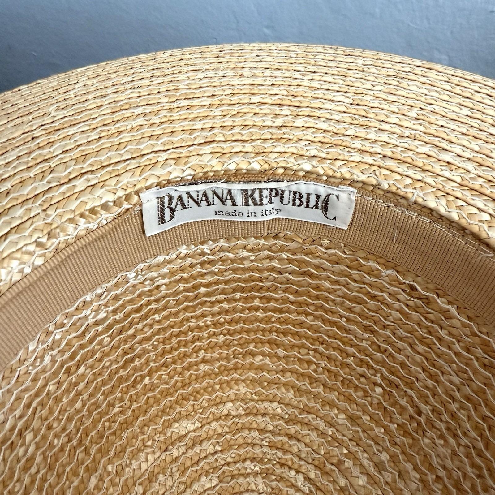 Vintage 80s Banana Republic Wide Brim Straw Raffia Sun Hat  display picture 1