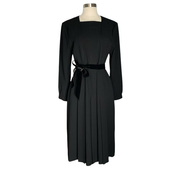 Vintage Jun Ashida Black Pleated Long Midi Dress … - image 1