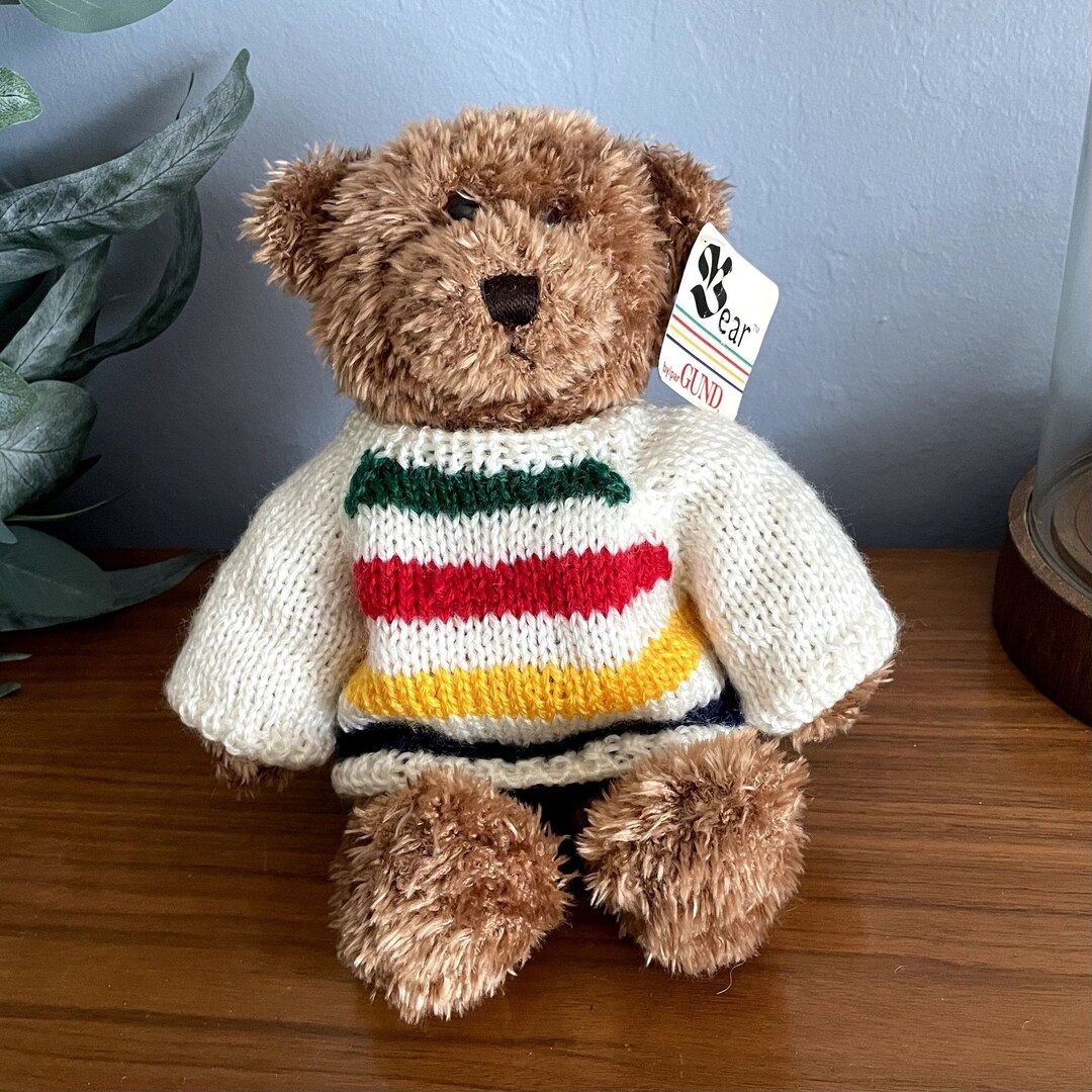 Vtg GUND Bear Hudson Bay Sweater Handmade 4394 Plush Stuffed Animal Etsy Canada