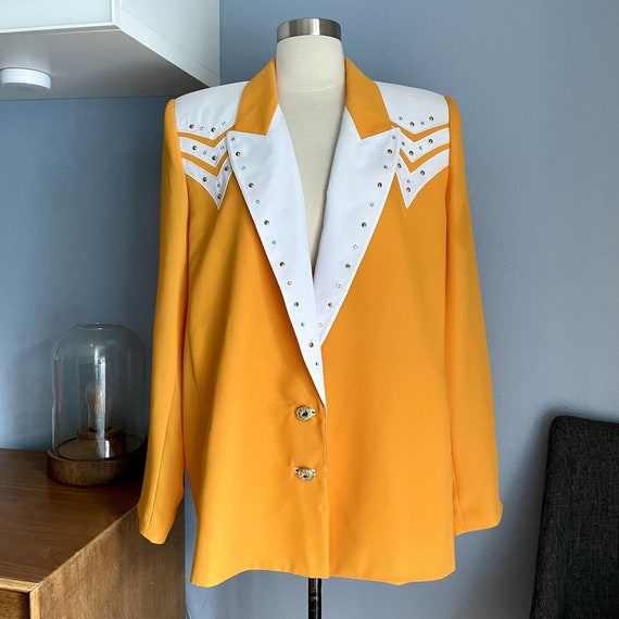 Vtg 80's Criscione Cache XL Blazer Jacket Yellow W