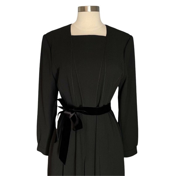 Vintage Jun Ashida Black Pleated Long Midi Dress … - image 2