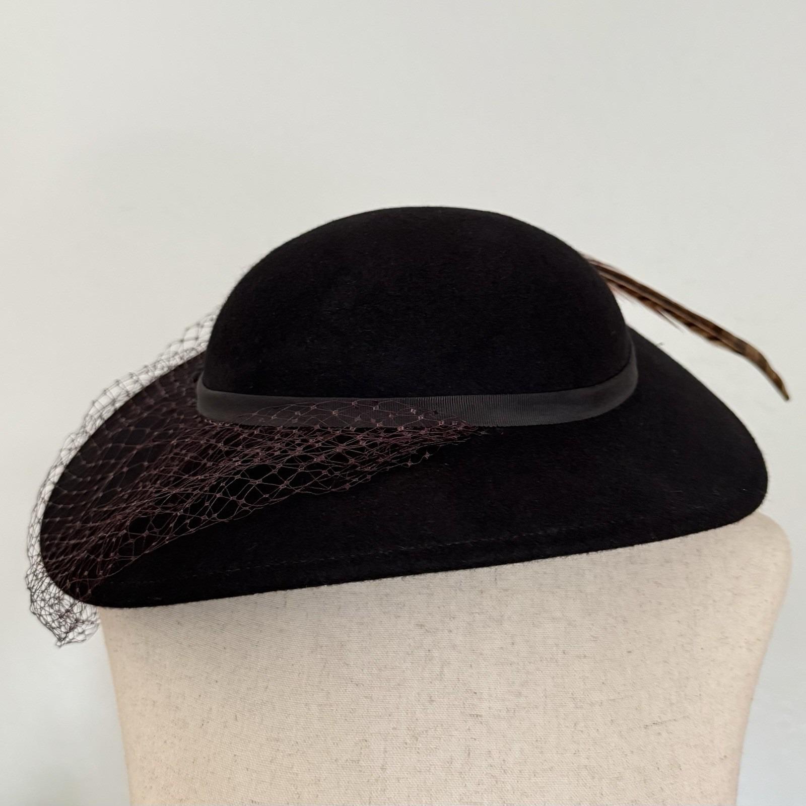 Vintage Sonni of San Francisco Wide-brim Fascinator Hat Wool 