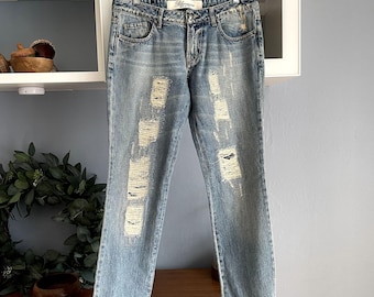 Vintage Y2K Blumarine Low Rise Distressed Embellished Slim Jeans Sz 44 US 8