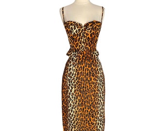 Vintage 1989 Patrick Kelly Gepard Leopard Bustier Top & Rock Set