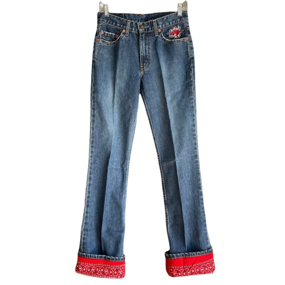 Vintage Levis 555 Jeans 26x31 Remake Bandana Cuff… - image 1