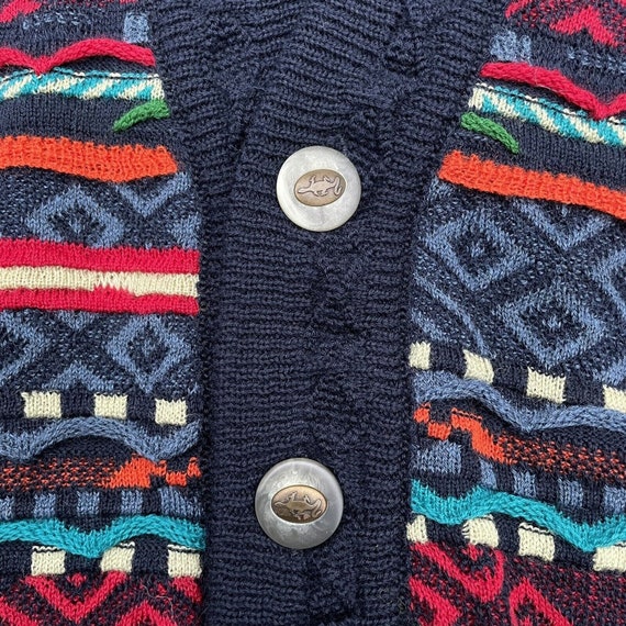 Vintage 90's Geccu Austrailia Cardigan Sweater 3D Knit Merino Wool