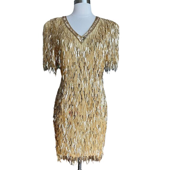 barbie movie sequin dress Vintage 90's Oleg Cassini Barbie Movie Dagger Sequin Sheath Dress Size 4