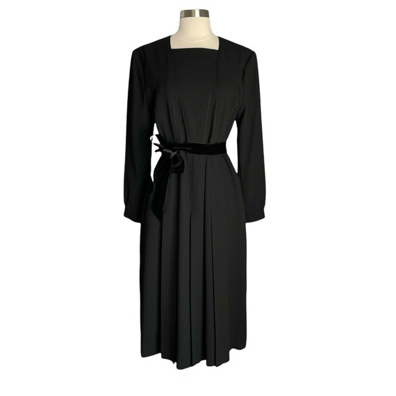 Vintage Jun Ashida Black Pleated Long Midi Dress … - image 6