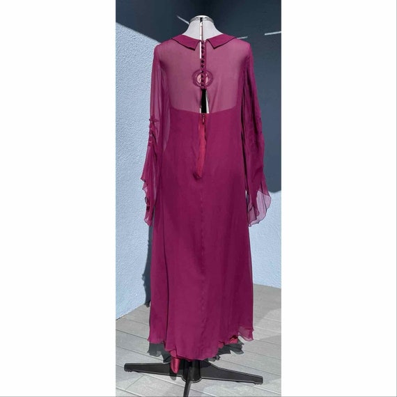 Incredible 1960s Tiziani Couture by Karl Lagerfeld Yellow Silk Chiffon Dress w Elaborate Beading
