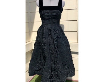 GiGi Young Vtg 1950s Black Fit & Flare Pinup Rockabilly Dress